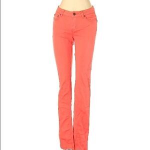 Insight, women’s coral low rise skinny jeans size 4 (26”)